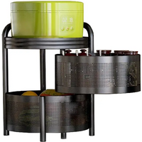 Maxcook 3-Tier Rotatable floor standing storage rack (Round baskets,Multi-functional Organizer