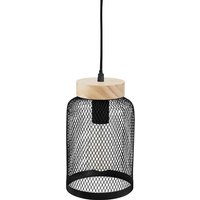 Atmosphera Zely Hanglamp - Zwart Metaal & Hout, 15 cm