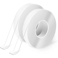Art3d ultrasterke verwijderbare dubbelzijdige nano-tape – 8 m (2 rollen x 4 m) transparante multifunctionele kleefband voor wandmontage, tapijten, fotolijsten, voor thuis en in de auto