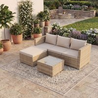 Garden Vida Hampton 4 Seater Corner Rattan Set, Natural