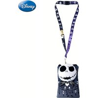 Disney The Nightmare Before Christmas Jack pluche kaarthouder met keycord, officieel gelicentieerd Skellington Halloween Town cosplayaccessoire, film- en anime-merchandise met schedelpatroon, Halloween-thema pluche accessoire cadeau voor telefoon