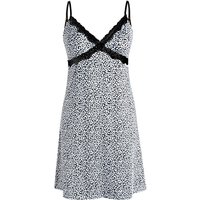 IZURIA black lace v-neck black leopard-print suspender dress S