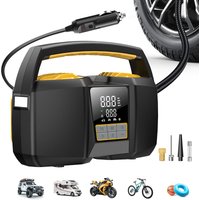 CARSUN 25-cilindrische dubbelzijdige luchtcompressor – 150 psi bedraad sneldrukbandenpomp met LED-verlichting voor RV, SUV en truck