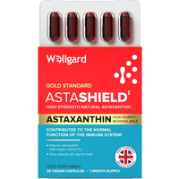 Wellgard Astashield Natural Astaxanthin 8mg Vegan Daily Wellness Support Capsules - 30 Capsules