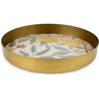 Candlelight Decorative Tray Vintage Fruits Metal Gold Round D:21cm