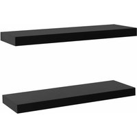 VidaXL drijvende wandplanken - zwart, 60 x 20 x 3,8 cm, 2 stuks