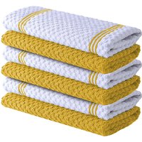 JORDAN&JUDY 6-Pack Yellow Kitchen Towels, Soft & Durable, Highly Absorbent, Lint-Free, 40x66cm