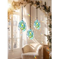 JU7CER 3PCS Iridescent New Pipa Dragon Eye Crystal Glass Prism Rainbow Pendant - Hanging Window Prism Glass Light Catcher for Weddings, Christmas Must-Have