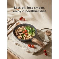 PURECOOK Marble Coated Frying Pan Series | Aluminum | Marble Coated Frying Pan with Wooden Handle & Lid