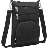 KONO Women's Lightweight Multi-Pocket Crossbody Bag with RFID Protection | Everyday Shoulder & City Travel Bag – Black