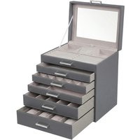 JOYFURNOS 6-Tier Large Jewellery Organiser case with Big Mirror, Dark Grey