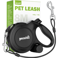 Pecute Instant-Control-serie uittrekbare hondenriem van 8 m met staaldraadkabel en poepzakjesdispenser - zwart