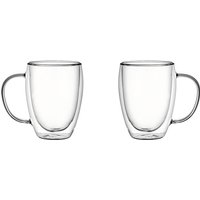 2-Pack 450ml Insulated Double Wall Glass Cups Hot Cold Beverage Tumblers No Sweat Design