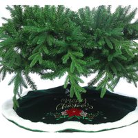 Festive 90Cm Merry Christmas Tree Skirt - Red Poinsettia