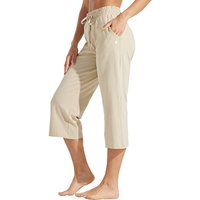 Willit dames katoenen yoga-capribroek, vrijetijds-loungebroek met wijde pijpen, trainingsjoggingbroek met zakken, 20 inch, khaki, L