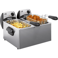 Fritel Friteuse FR 1355 Duo - Dubbele friteuse/dubbele frituurpan - 2 x 3 L - 2 x 2200 W - Antistofdeksel - Voor 2 tot 8 personen - Alleen voor olie