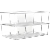 JORDAN&JUDY Compartment Storage Box, PET Material, Transparent, Desktop Organizer for Snacks, Coffee, Tea Bags, 26.5*15.3*8.9cm, 2-Pack