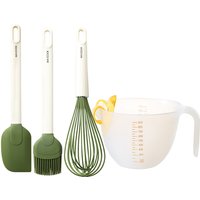 Maxcook oliekwast, schraper, zeefmaatbeker, garde, kwast, spatel en mengkom, bakgereedschapset van 4 stuks MCPJ5526