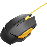 Ochama Bedrade Ergonomische Muis, Optische Computermuis met 4 DPI-Niveaus, 10 Miljoen Kliks Microswitch, Zweetbestendig Materiaal en Anti-Knoop Kabel, Zwart-Geel