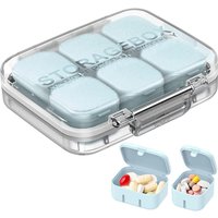 Pill Organizer GAONLY 4/6 Grid Free Assembly Travel Medicine Organizer 10 Day Pill Organizer Portable Pill Box Waterproof Pill Case Daily Medication Carry Case for Vitamins, Fish Oils, Supplements, Blue