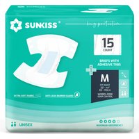 SUNKISS TrustPlus luiers voor volwassenen met maximale absorptie, uniseks wegwerp-incontinentieslips met plakstrips voor mannen en vrouwen, geurbeheersing, medium, voorheen M, 15 stuks