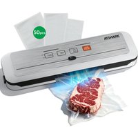 ATSHARK 5-In-1 Vacuum Sealer – High Pressure Touchscreen Design, Fast and Convenient, Includes 50 Vacuum Bags, Ideal for Home Food Preservation, White, VS6621