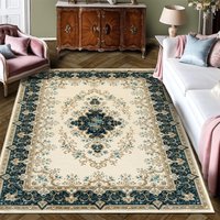 Vintage design vloerkleed voor woonkamer, wasbaar bloemencollectie traditioneel slaapkamerkleed, laagpolig tapijt met schattige print, antislip voor kantoor keuken en huisdecoratie, groen, 72×107.8in