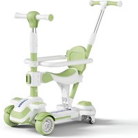 Neuleb 4 Wheel Scooter for Kids Ages 3-8 Years, Kick Kids Scooter with Swivel Seat, Max load Capacity 100KG, Adjustable Heights, Lean to Steer, Suitable for Boys & Girls, Green