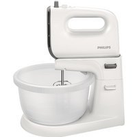 Philips 5000 Series handmixer, HR3745/00 - automatische mengkom, 6 snelheden, 450 W, kloppers en kneedhaak - wit
