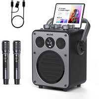 Mlove Rangers D5 Professional Karaoke Machine for Adults with Bluetooth and 2 Wireless Microphones, Portable PA System Speaker, Recording, Reverb, Guitar Amp for Home Party and Outdoor Events, 200W-Black