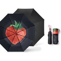 Beneunder BM397 zon- en regenparaplu met drielaagse versterkte zwarte coating en uv-bescherming, zwarte aardbeikleur