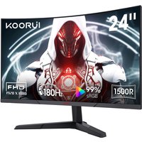 KOORUI 24-inch Gaming Monitor, MG24A12FV2, 180Hz Curved, FHD 1080P VA 1ms 1500R with Adaptive Sync, HDMI x2, DisplayPort, VESA-Compatible, Tilt-Adjustable, Eye Care