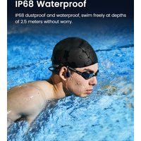 Mojawa HaptiFit Terra Advanced Smart Sports Wearable, open-ear bluetooth botengeleidingsheadset met microfoon en 32 GB mp3, waterdichte draadloze oortelefoons voor workouts, zwemmen en hardlopen, zwart