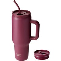 Bottle Bottle 40oz Tumbler with Straw and Lid, Insulated Travel Mug, 1180ml Stainless Steel Car Coffee Cup with Handle for Gifts, Parties, Office (Red)