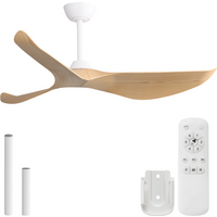 Sofucor 38k009 38 inch Downrod Wit Plafondventilator Zonder Licht Met Natuurlijke ABS Bladen