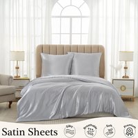 Meeallhome Satijnen Dekbedovertrekset 240×220cm / 65×65cm×2 Grijs