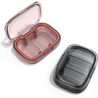 2 Pack 3 Compartment Small Pill Box, Moisture Proof Case, Travel Organizer for Pocket Purse, Daily Portable Medicine Vitamin Container, Fish Oil and Supplement Storage