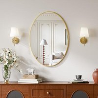 Melodieux Oval Wall Mirror 51x71cm Gold Circle Hanging Wall Mirror Home Decorative Wall Mounted Vanity Mirror for Bathroom Living Room Hallway