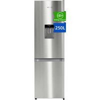 CHiQ JKR250WDSSD 54cm Wide 181cm Tall Total No Frost Freestanding Fridge Freezer with Water Dispenser - 250L - Premium Stainless Steel - D Rated