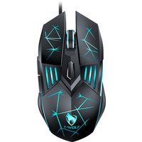Rexsun Wired Gaming Mouse – 6D Buttons, 4-Color Breathing LED, Adjustable DPI 1200–3600, Ergonomic Design, USB Connection, Compatible with Windows & Mac, Black, G560