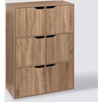 5five Eiken Mix Plankeenheid met Deuren - 6 Compartimenten, 67,5 x 32 x 100,5 cm