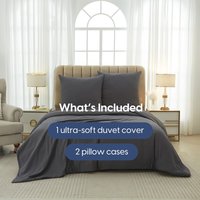 Meeallhome Washed Brushed Duvet Cover Set 135*200cm/50*75cm*1 Dark Gray