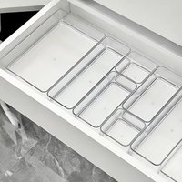 25 Pieces Drawer Organisers, 4 Sizes, Clear Plastic Drawer Organisers, Containers for Bathroom and Vanity Organization, Kitchen Utensils, Makeup