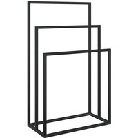 MINGHOU Black Metal 3-Tier Freestanding Towel Organizer Multi-Layer Standing Rack for Bath Towels Hand Towels & Blankets (Bathroom/Laundry Room)