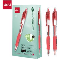 Deli 0.5mm Gel Pens, Office Writing Supplies, Red, 12-Pack