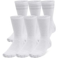 Under Armour Essential Unisex 6-Pack Crew Socks - White/Halo Gray