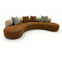 URBAN MEUBLE Semicircle-serie gebogen modulaire bank — Karamel & tweed textuur stof, 350 x 244 x 70 cm (1 stuk)