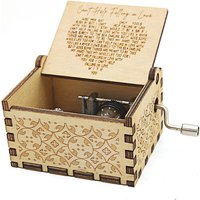 Alphynix 1pc "Can't Help Falling in Love" Music Box, Hand-Cranked Wooden Keepsake with Heart-shaped Lyrics Engraving and Floral Carvings, Vintage Musical Gift for Romantic Occasions