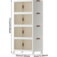 COIZYZZL ochama x Opbergkast Zonder Montage Breedte 55cm, Set van 4 Opvouwbare Opbergboxen met Magnetische Sluiting en Wielen, Grote Capaciteit Stapelbaar Kastje, Wit