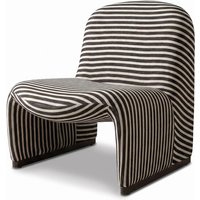 URBAN MEUBLE Retro Serie Loungestoel Zonder Armleuningen - Zwart & Wit Gestreepte Stof, 63*78*67 cm (1 Stuk)